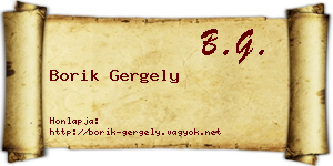 Borik Gergely névjegykártya